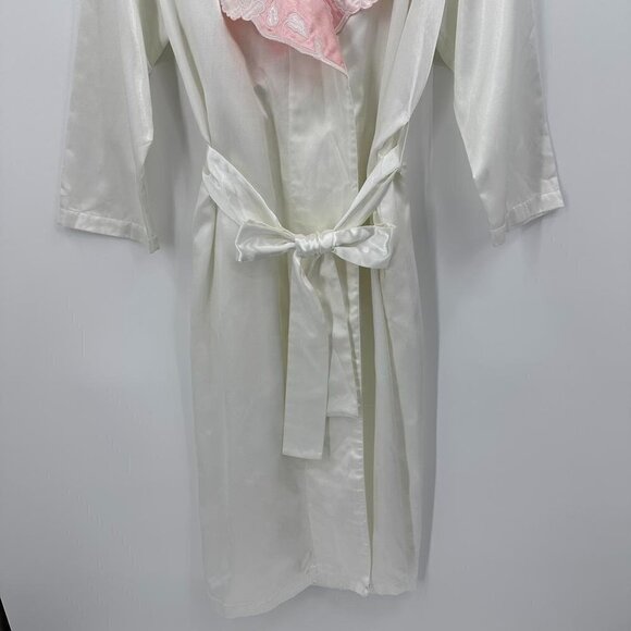 Victoria’s Secret Vintage Robe White Satin Size M/L Medium/Large Gold Label - Picture 5 of 12